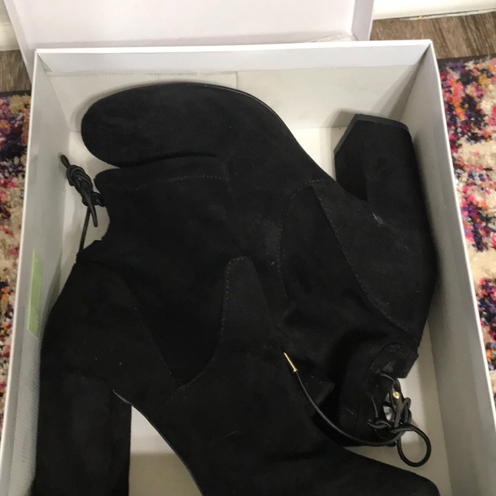 Steve Madden Roxie lace back faux velvet boots